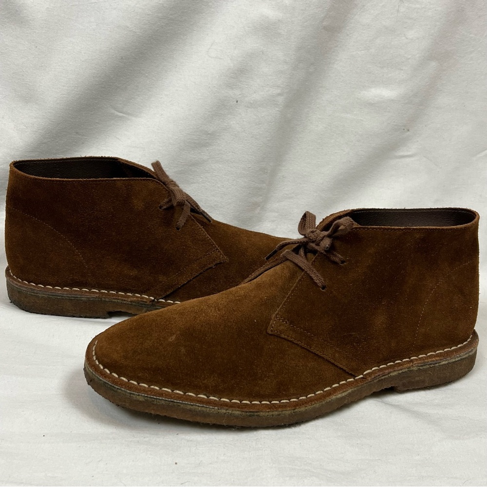 J CREW Macalister Chukka Suede Boots Mens 10 Cognac Suede Casual Made In Italy - Picture 10 of 12